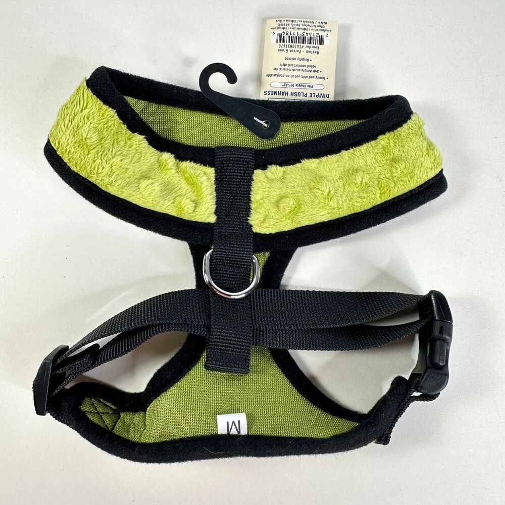 East Side Collection Dimple Plush Dog Harness Size M Parrot Green